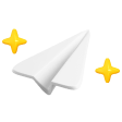 Desenho de avião de papel branco com estrelas em volta